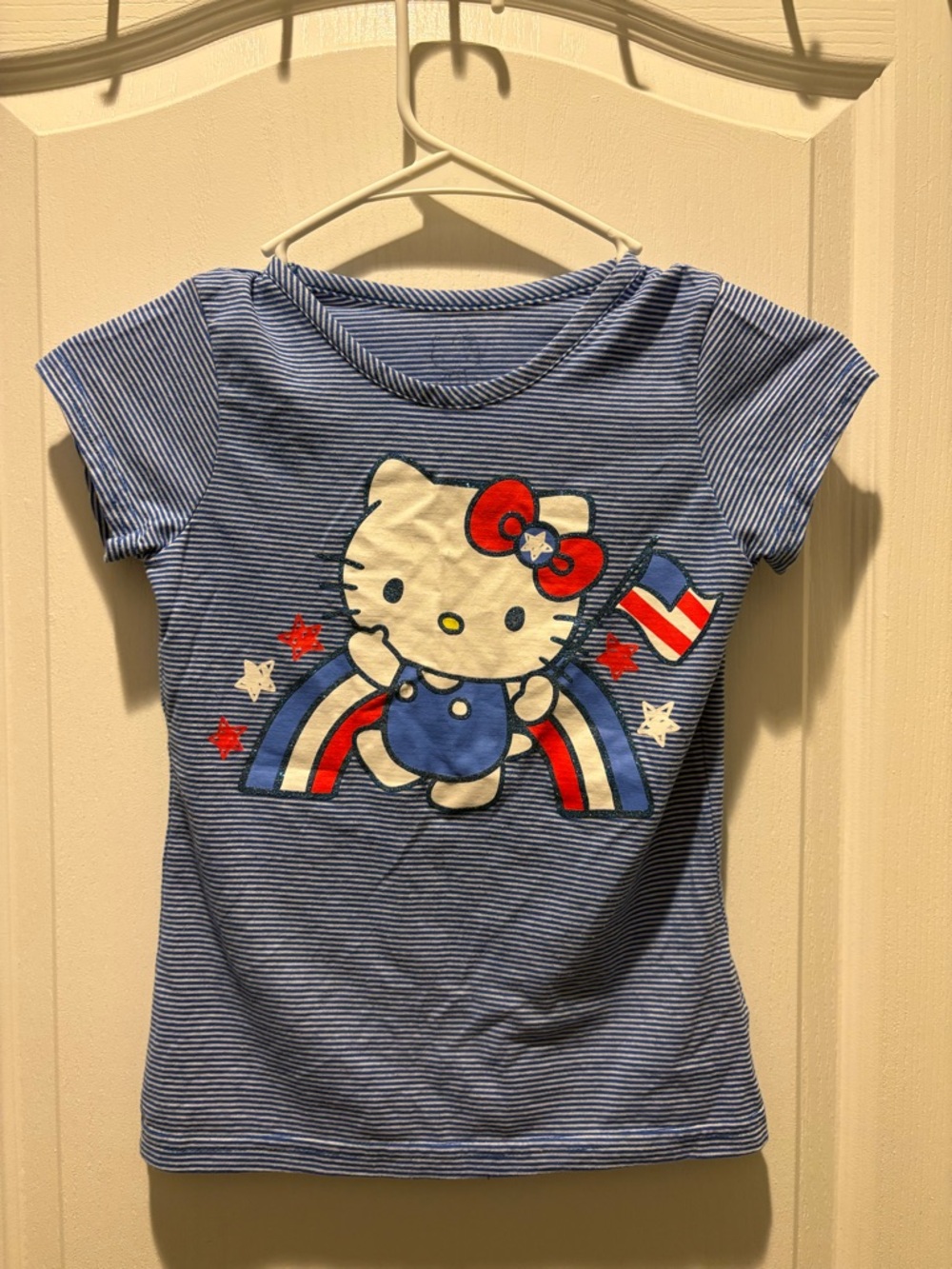 Y2K Hello kitty America striped shirt